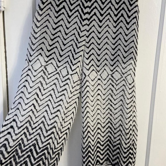 Sans Souci Safari Sheer Black & White Zig Zag, Wide Leg Pants, Size X-Small - Picture 1 of 6